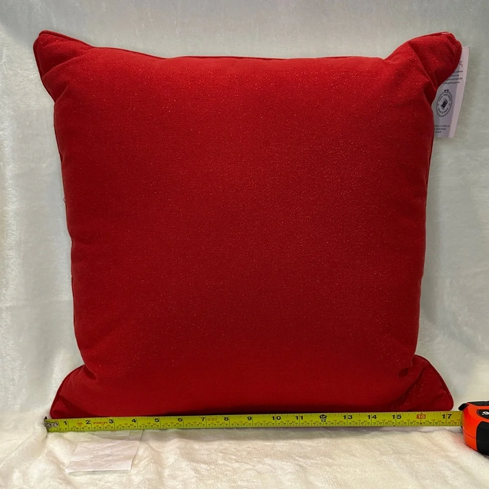 Elegant Swan Embroidered Pillow - White and Red - Picture 7 of 10